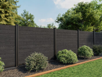5FT metal post black ash fence panels