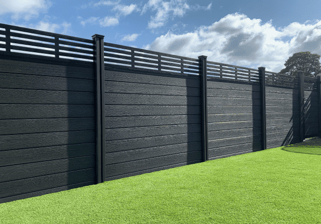 composite fencing in black ash