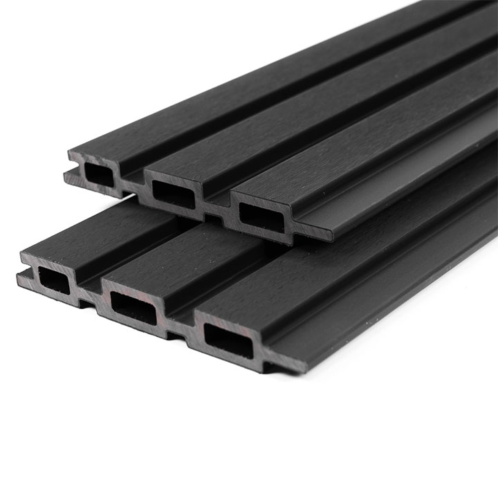 Black slatted fence board